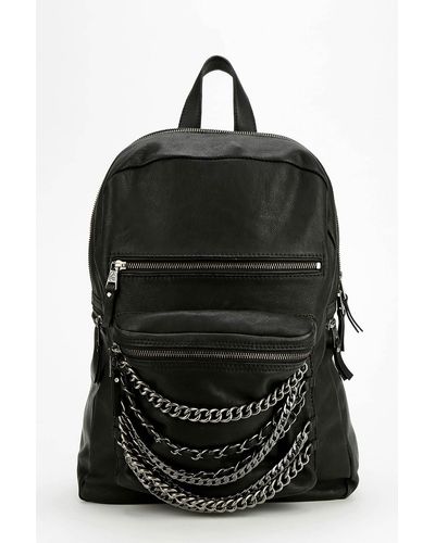 Ash Domino Chain Leather Backpack - Black