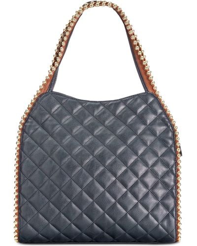 Big Buddha Quilted Gold Ball Tote - Blue