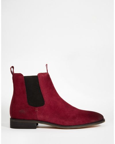 Bellfield Clothing Suede Chelsea Boots - Red