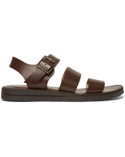 A.P.C. Crepe-Sole Leather Sandals - Brown