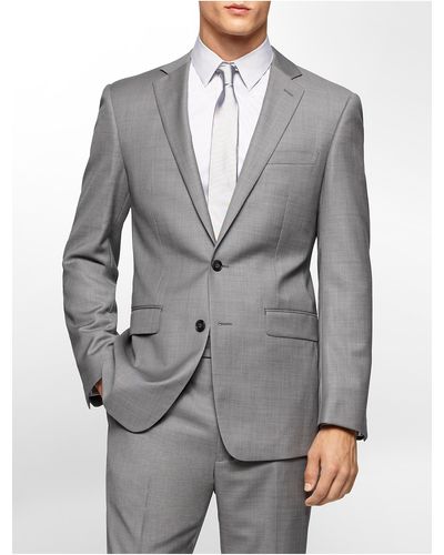 Calvin Klein Body Slim Fit Grey Sharkskin Suit Jacket