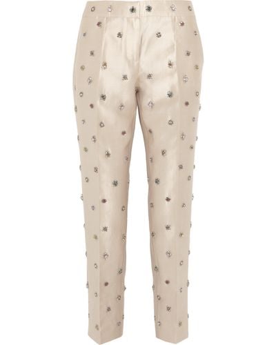 J.Crew Collection Embellished Shantung Straight-Leg Trousers - White