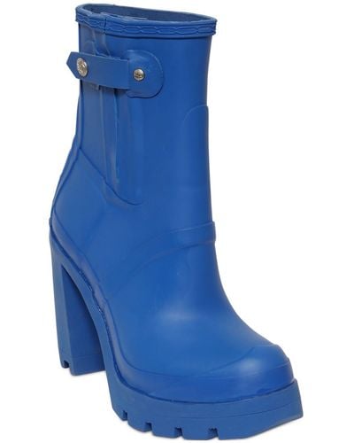 HUNTER 110mm High Heel Rubber Ankle Boots - Blue