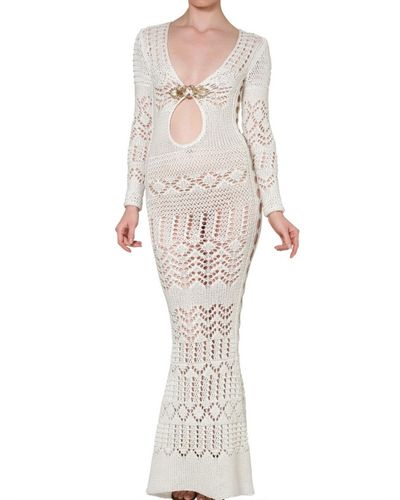 Emilio Pucci Long Crochet Dress - White
