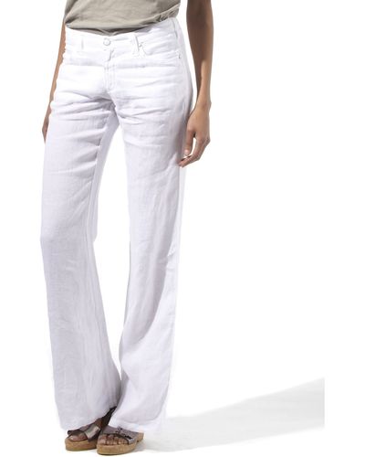 Armani Jeans Wide Leg Linen Trousers - White