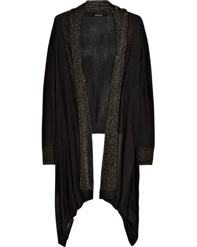 DKNY Cozy Silk-blend Wrap Cardigan - Black