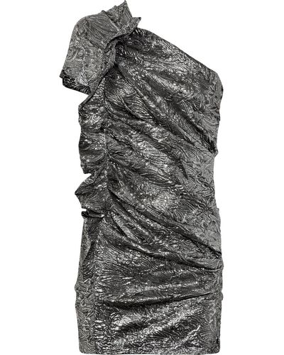 Isabel Marant Gia Brocade One-shoulder Dress - Metallic