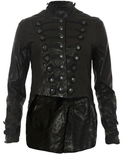 AllSaints Karst Military Leather Jacket - Black