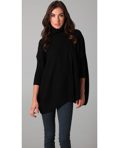 Diane von Furstenberg Ahiga Turtleneck Poncho Sweater - Black
