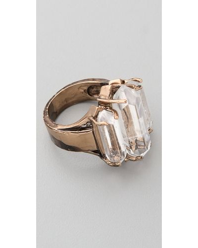 Low Luv by Erin Wasson Triple Crystal Cocktail Ring - Metallic