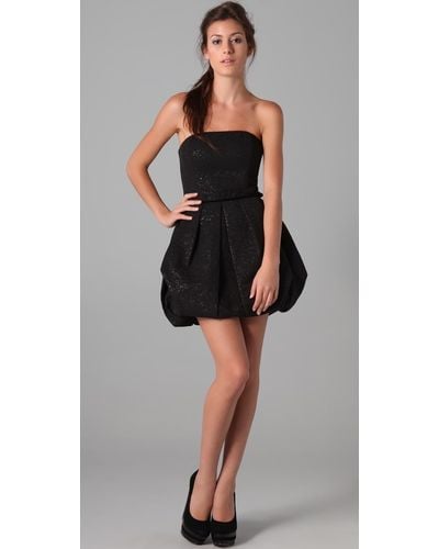 Rachel Zoe Strapless Bubble Skirt Dress - Black