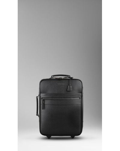 Burberry Leather Carry On Suitcase - Black
