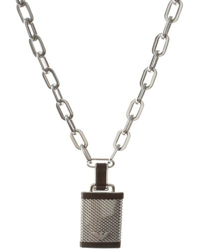 Emporio Armani Lock Pendant Necklace - Metallic