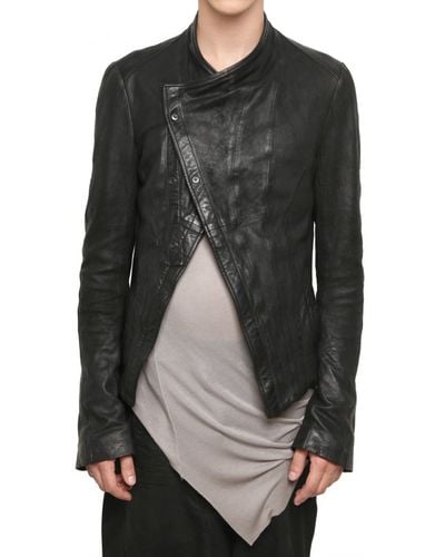 Julius Cowhide Asymmetrical Leather Jacket - Black