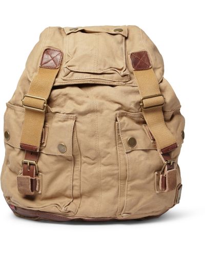 Belstaff Leather-trimmed Canvas Backpack - Natural