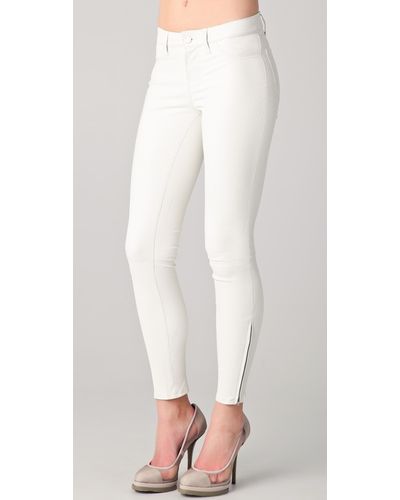 J Brand Super Skinny Leather Pants - White