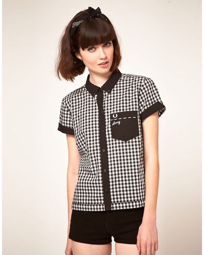 Fred Perry By Amy Winehouse Gingham Bowling Shirt - Black