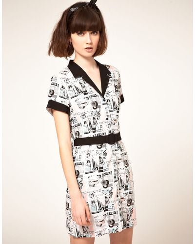 Fred Perry By Amy Winehouse Printed Dress - Gray