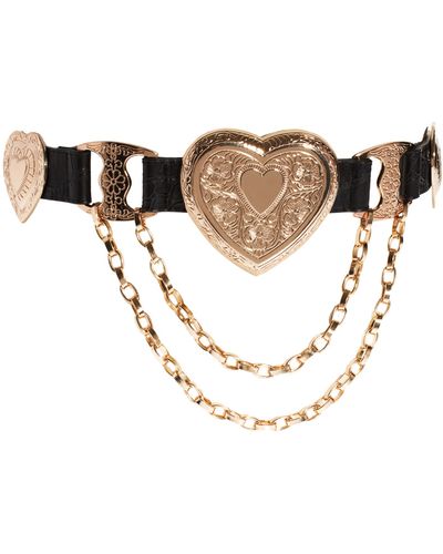 ASOS Asos Heart Shape Buckle Belt with Chain Detail - Black