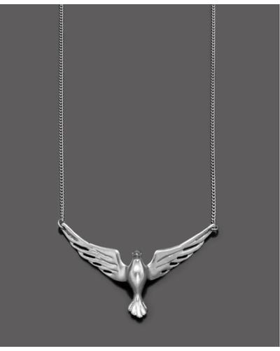 Fossil Silvertone Mixed Metal Bird Pendant Necklace - Metallic