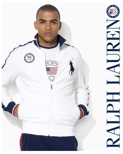 Ralph Lauren Big and Tall Team USA Olympic Fullzip Stretch Mesh Jacket - White