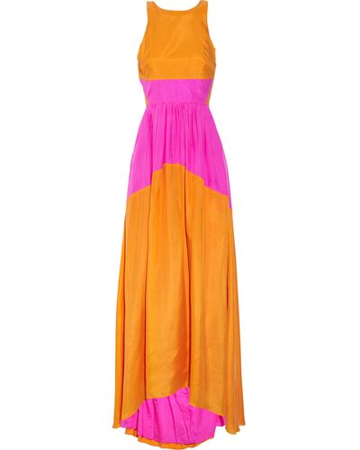 Tibi Silk Maxi Dress - Orange