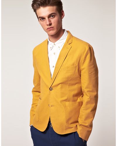 ASOS Asos Slim Fit Blazer in Mustard - Yellow