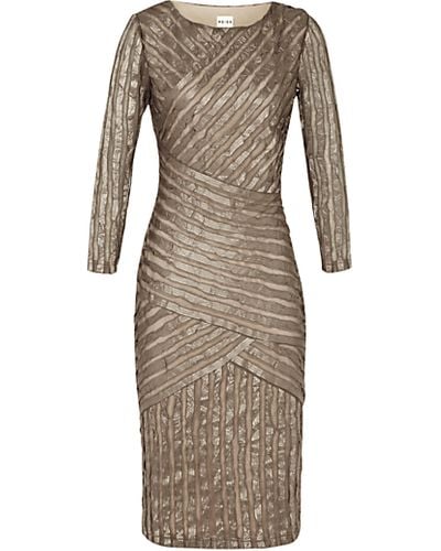 Reiss Reiss Rebecca Bodycon Dress Mink - Metallic