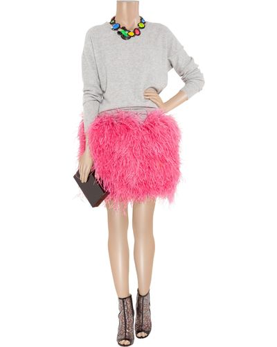Dolce & Gabbana Ostrich Feather Mini Skirt - Purple
