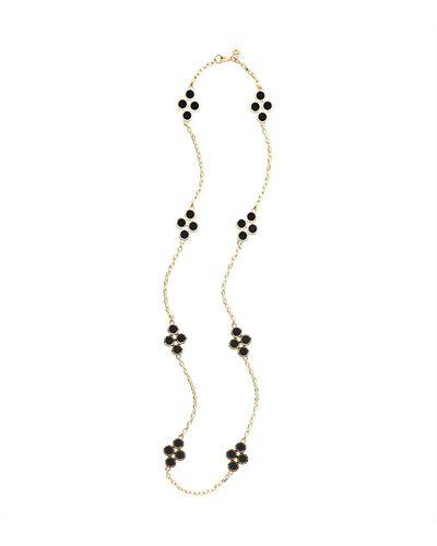 Tory Burch Cole Enamel Clover Rosary Necklace - Black
