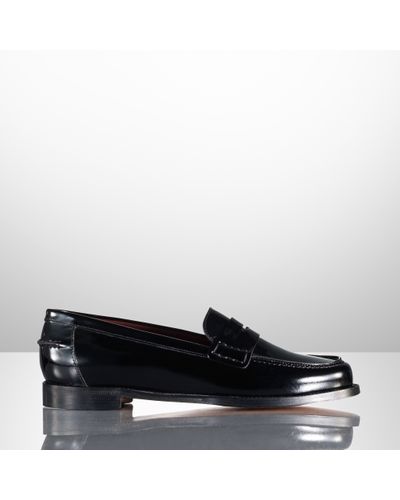 Ralph Lauren Collection Irina Patent Leather Loafers - Black