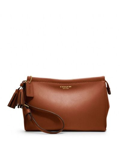 COACH Legacy Leather Large Wristlet - Brown
