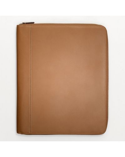COACH Transatlantic Leather Zip Portfolio - Brown