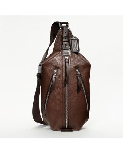 COACH Thompson Leather Perforated Sling Pack - Brown