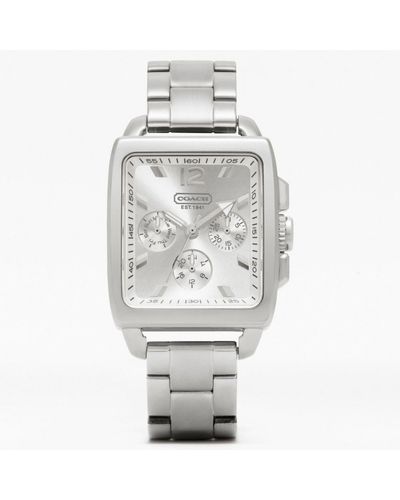COACH Coach Boyfriend Square Stainless Steel Bracelet Watch - Metallic