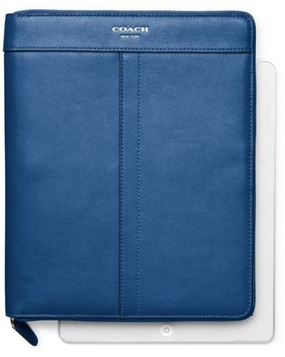 COACH Legacy Leather Zip Around Ipad Case - Blue