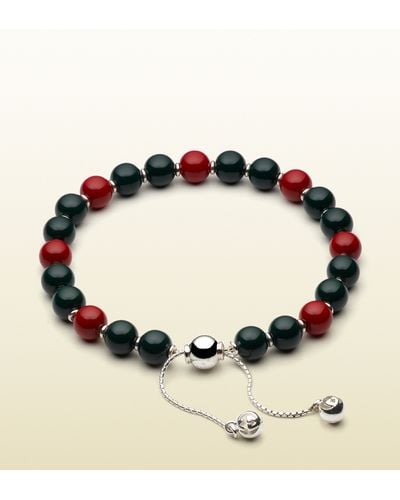 Gucci Bracelet With Green And Red Wooden Beads