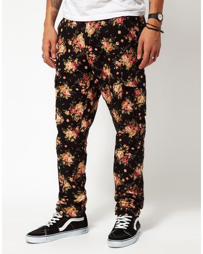 Timberland Cargo Pants with Floral Print - Black