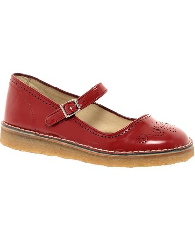 YMC Red Mary Jane Flat Shoes