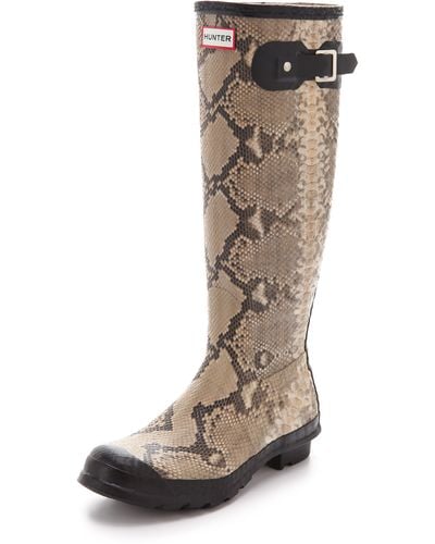 HUNTER Carnaby Snake Rain Boots - Natural