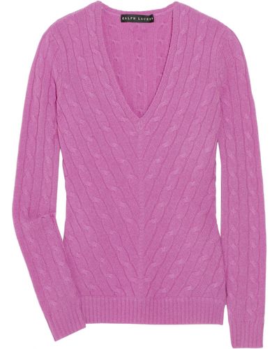 Ralph Lauren Black Label V-neck Cashmere Sweater - Pink