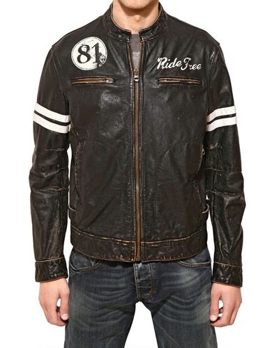 Armani Jeans Vintage Leather Biker Jacket - Black