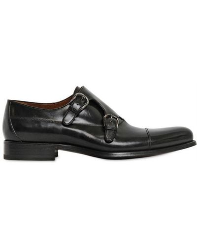 A.Testoni Leather Monk Strap Shoes - Black