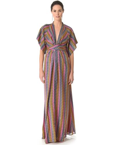 Issa Long Kimono Dress - Multicolor