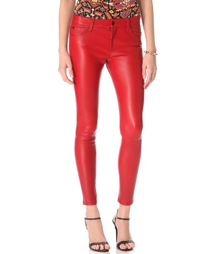 Joe's Jeans Skinny Leather Pants - Red