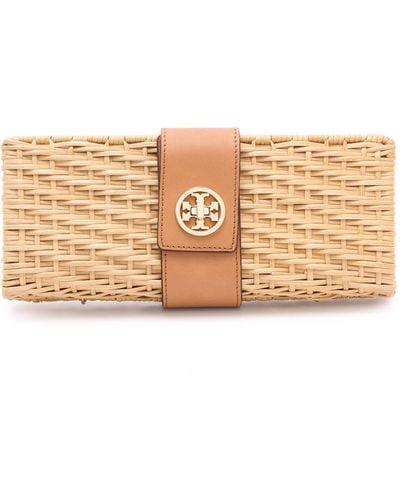 Tory Burch Lacquered Rattan Clutch - Natural