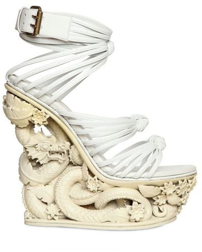 Emilio Pucci Dragon Resin and Calfskin Wedges - White
