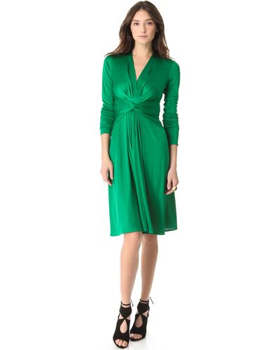 Issa Long Sleeve Wrap Dress - Green