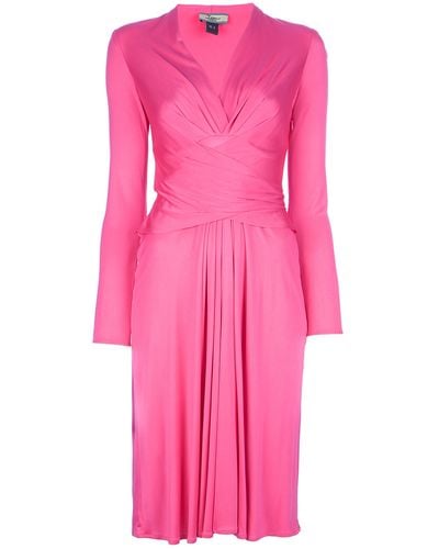 Issa Long Sleeve Wrap Dress - Pink