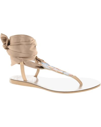 ASOS Foxy Flat Sandals with Ribbon Tie - Natural
